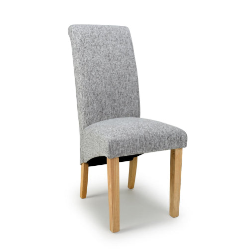 Accent Dining Chairs - Karta Scroll Back - Light Grey