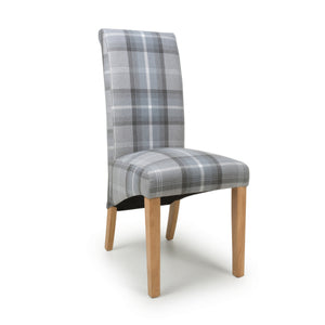 Accent Dining Chairs - Karta Scroll Back - Grey Check