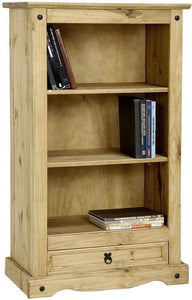 Corona Mexican Pine Small Bookcase with 1 Drawer