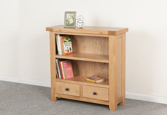 Devonshire Oak 2 Drawer Low Bookcase