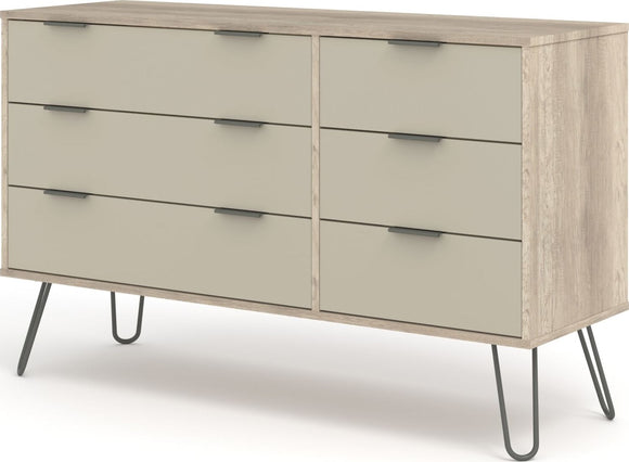 Augusta Driftwood 3+3 drawer wide chest of drawers