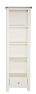 Canberra Painted Tall Narrow Bookcase - Ivory