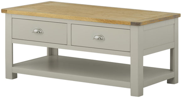 Oregon Oak Coffee Table with Drawers - Stone