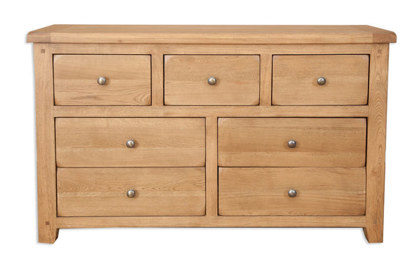 Canberra Oak 7 Drawer Wide Chest - Rustic Finish