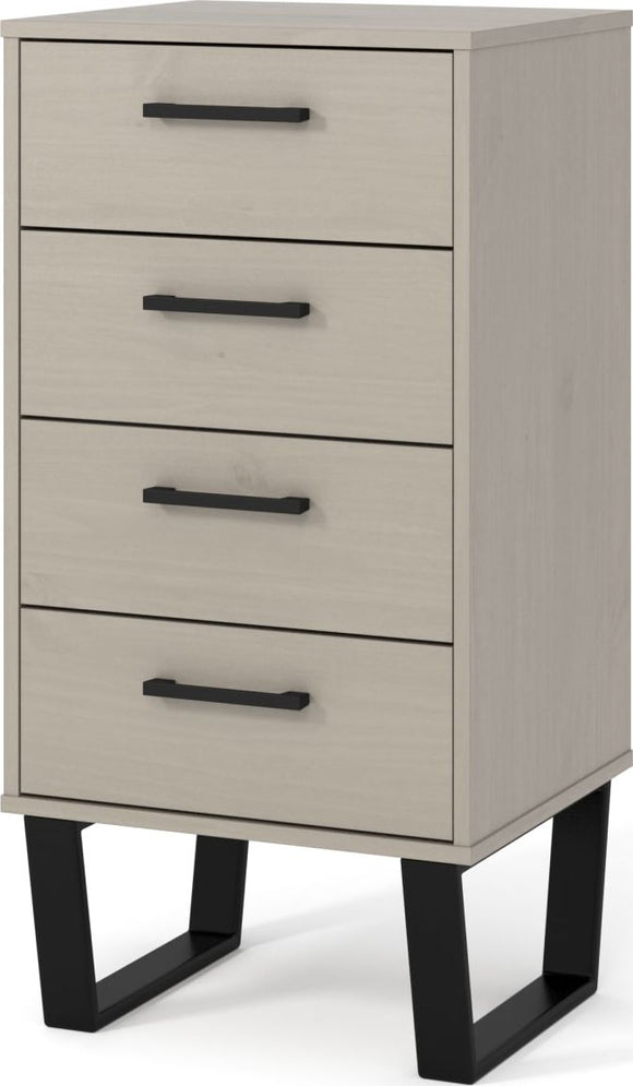 Texas 4 drawer narrow chest of drawers - Grey