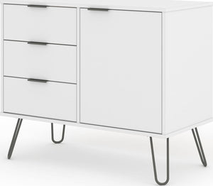 Augusta White small sideboard with 1 door, 3 drawers