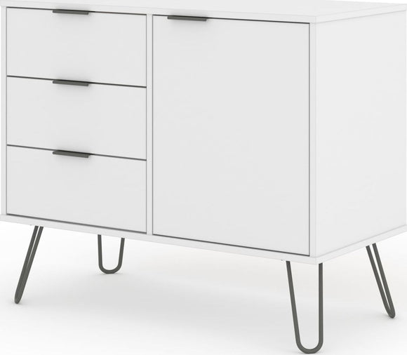 Augusta White small sideboard with 1 door, 3 drawers