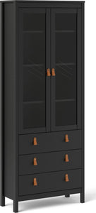 Barcelona China cabinet 2 doors w/glass + 3 drawers in Matt Black