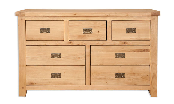 Canberra Oak 7 Drawer Wide Chest - Natural Finish