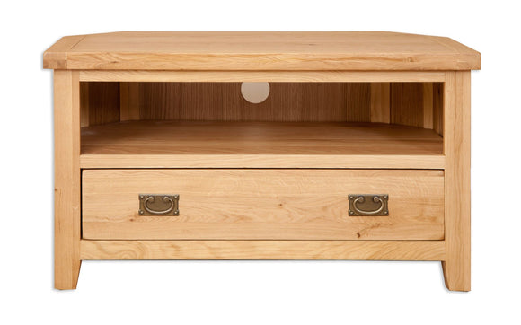 Canberra Oak Corner 1 Drawer TV Unit - Natural Finish