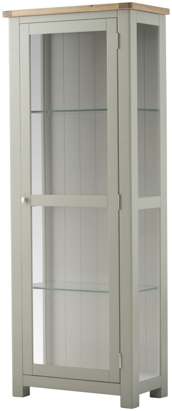 Oregon Oak Glazed Display Cabinet - Stone