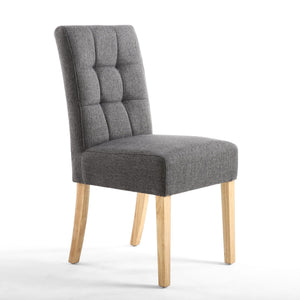 Accent Dining Chairs - Stitched Waffle Chair - Steel Grey Linen
