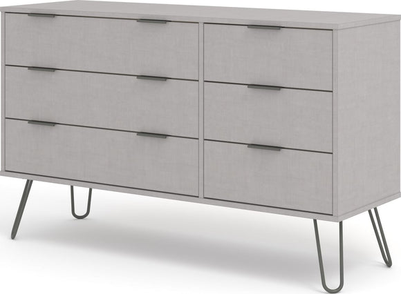 Augusta Grey 3+3 drawer wide chest of drawers
