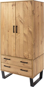 Texas 2 door, 2 drawer wardrobe - Pine