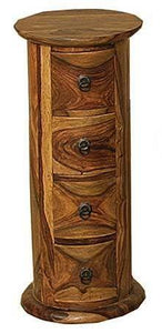Goa Indian Rosewood 4 Drawer Round Chest