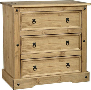 Corona Mexican Pine 3 Drawer Wide Chest