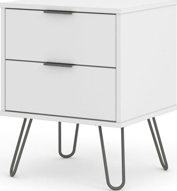 Augusta White 2 drawer bedside cabinet
