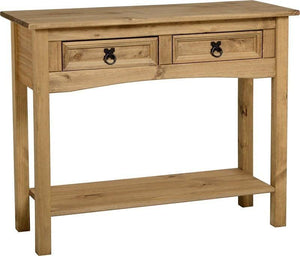 Corona Mexican Pine Console Table 2 Drawers with Shelf