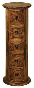 Goa Indian Rosewood 5 Drawer Round Chest