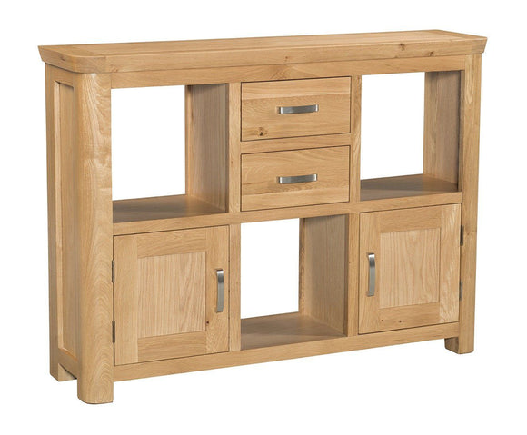 Crescent Oak Low Display Unit - Oak