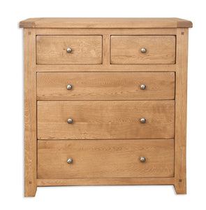 Canberra Oak 2 over 3 Chest of Drawers - Rustic Finish