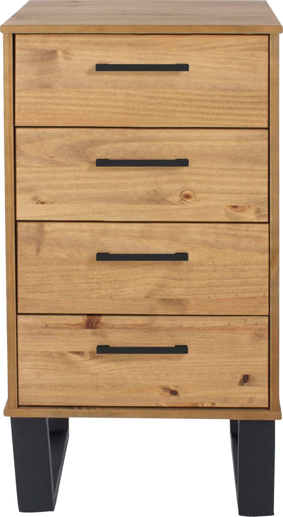 Texas 4 drawer narrow chest of drawers - Pine