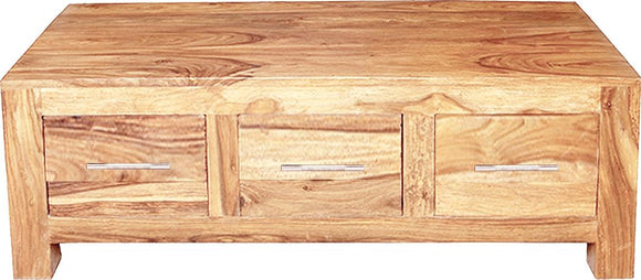Cube Petite 3 Drawer Coffee Table - Mango