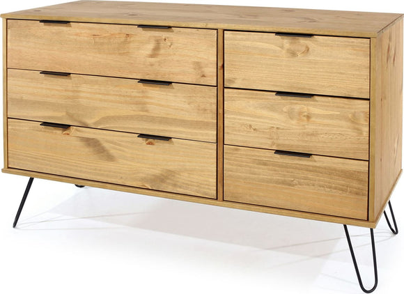 Augusta Pine 3+3 drawer wide chest of drawers