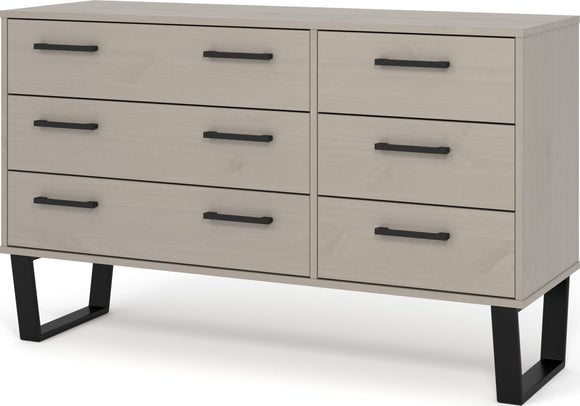 Texas 3+3 drawer wide chest of drawers - Grey
