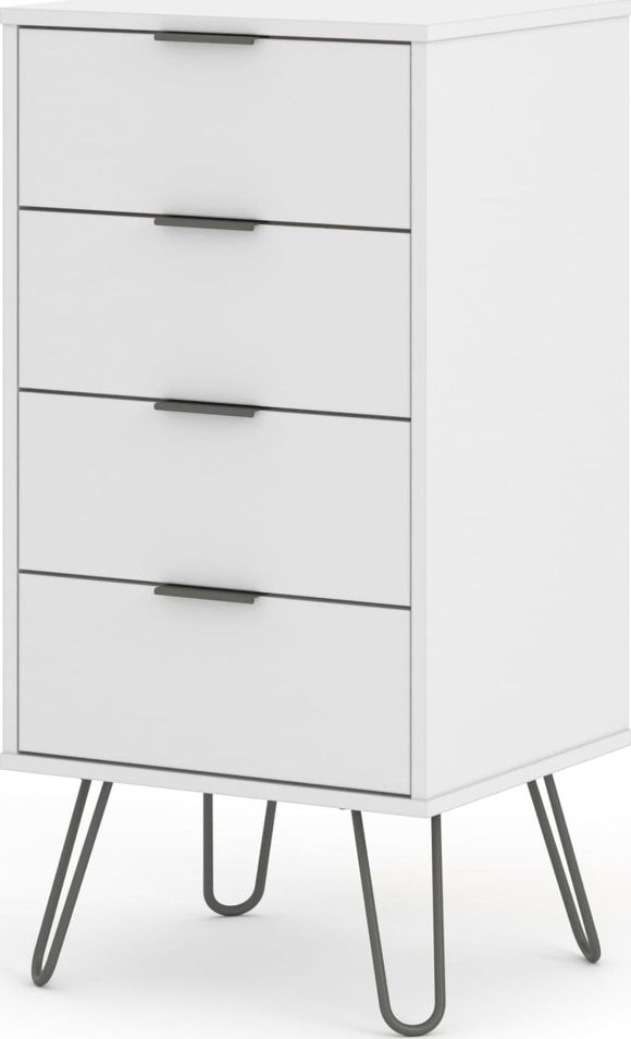 Augusta White 4 drawer narrow chest of drawers